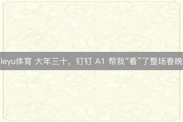 leyu体育 大年三十，钉钉 A1 帮我“看”了整场春晚